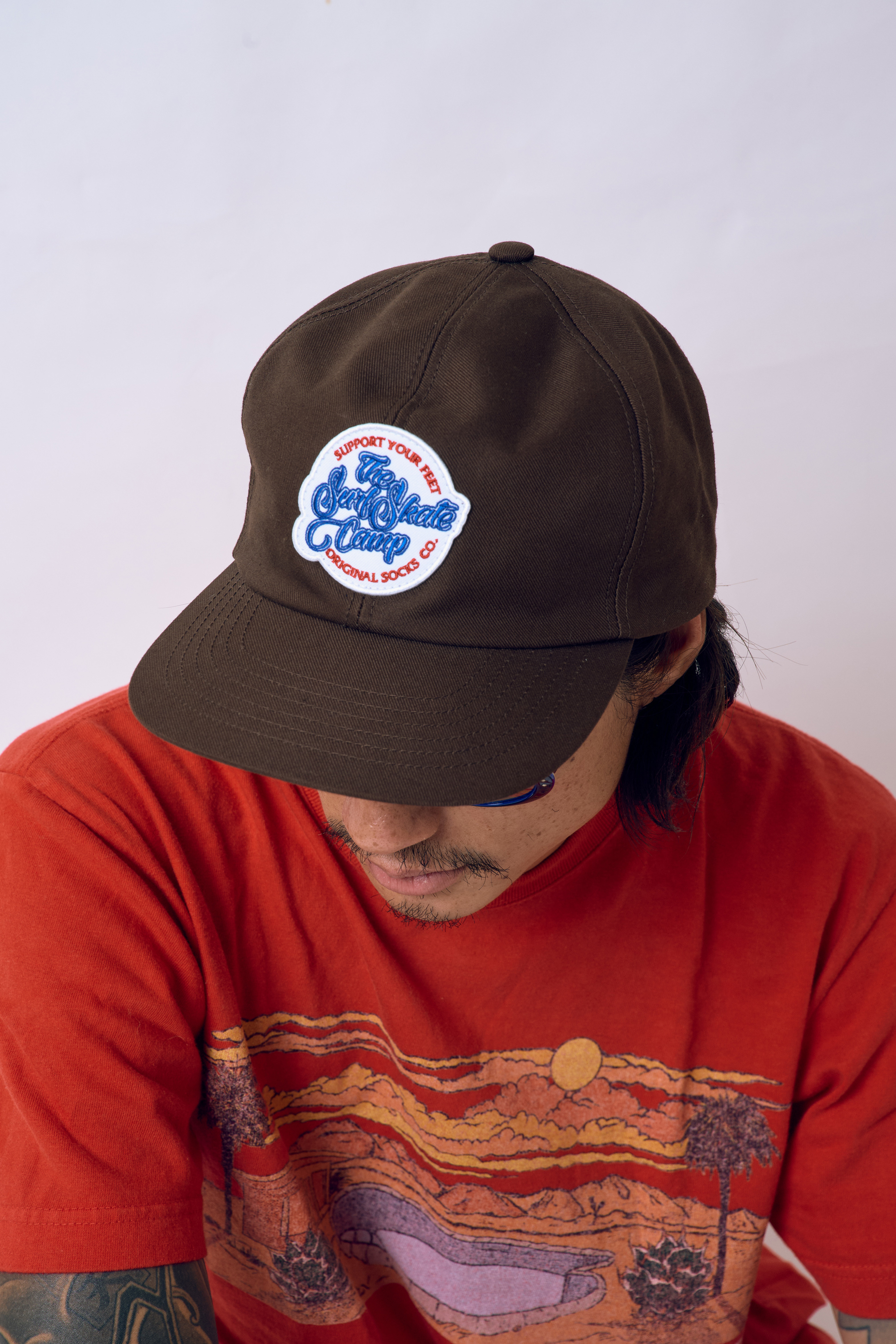 SURFSKATECAMP ORIGINAL LOGO TRUCKER CAP Brown